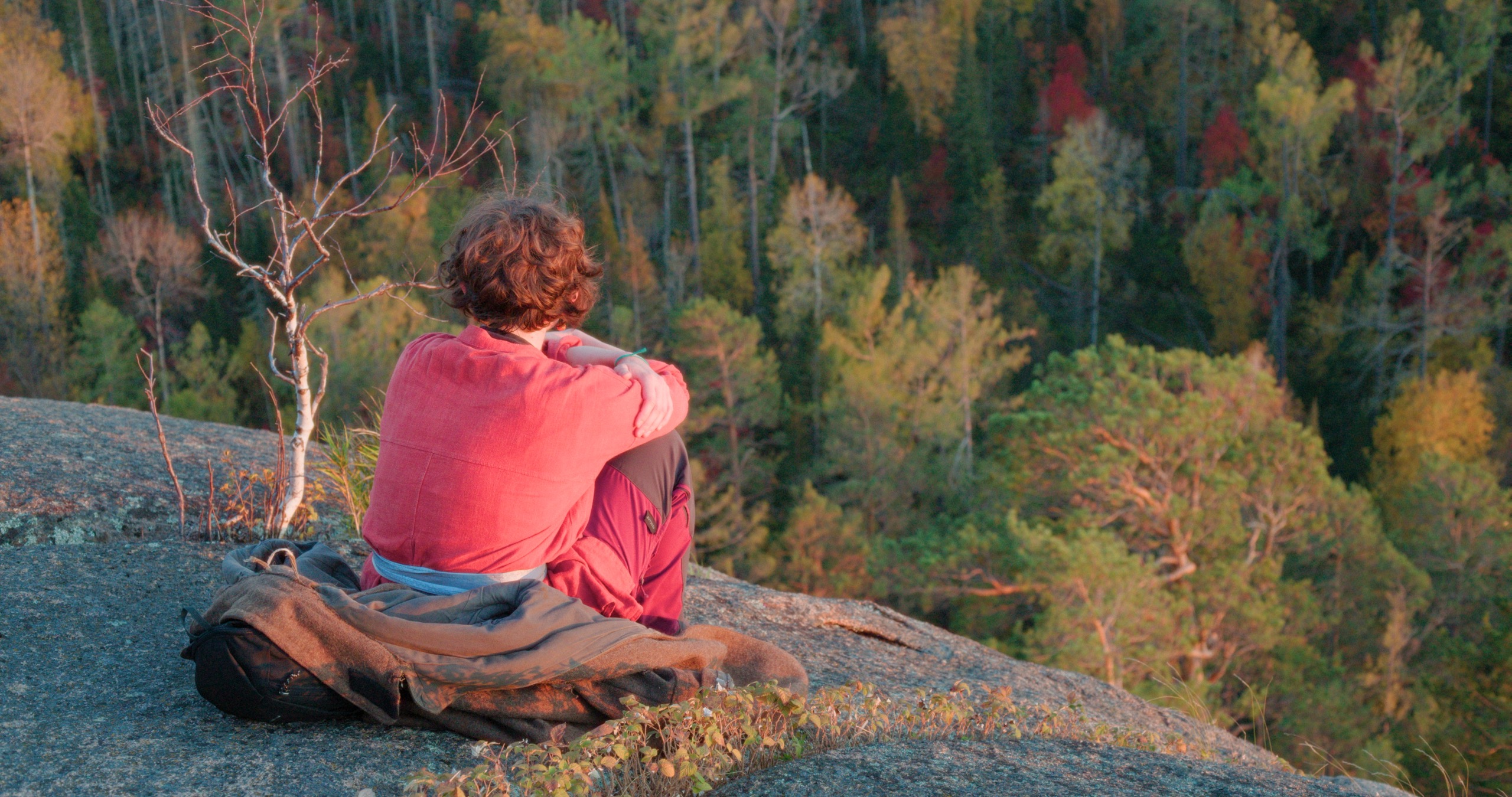 A woman overlooking the autumn taiga